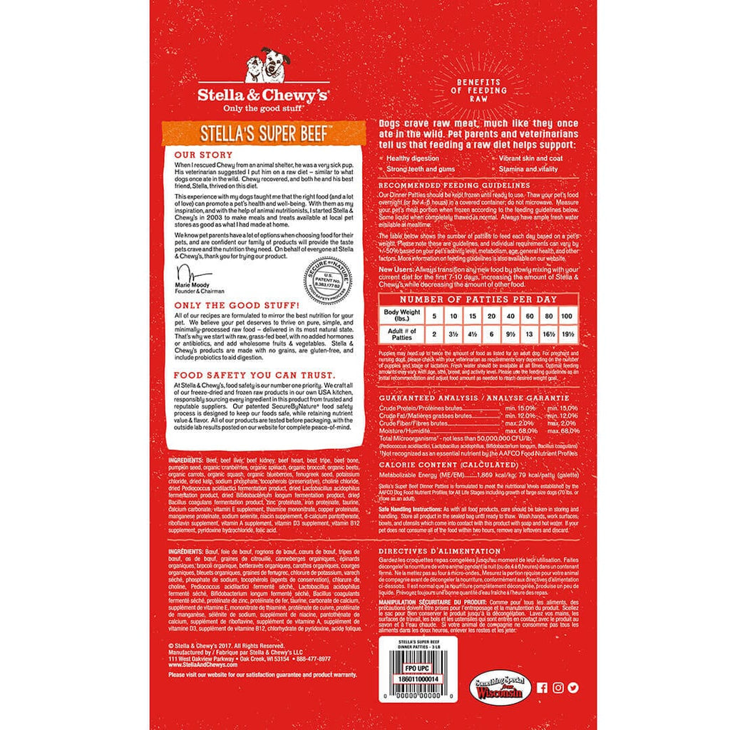 Stella’s Super Beef Frozen Raw Dinner Patties