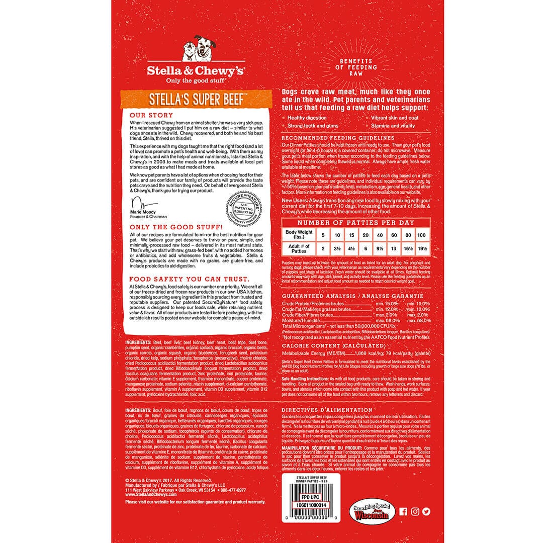 Stella’s Super Beef Frozen Raw Dinner Patties