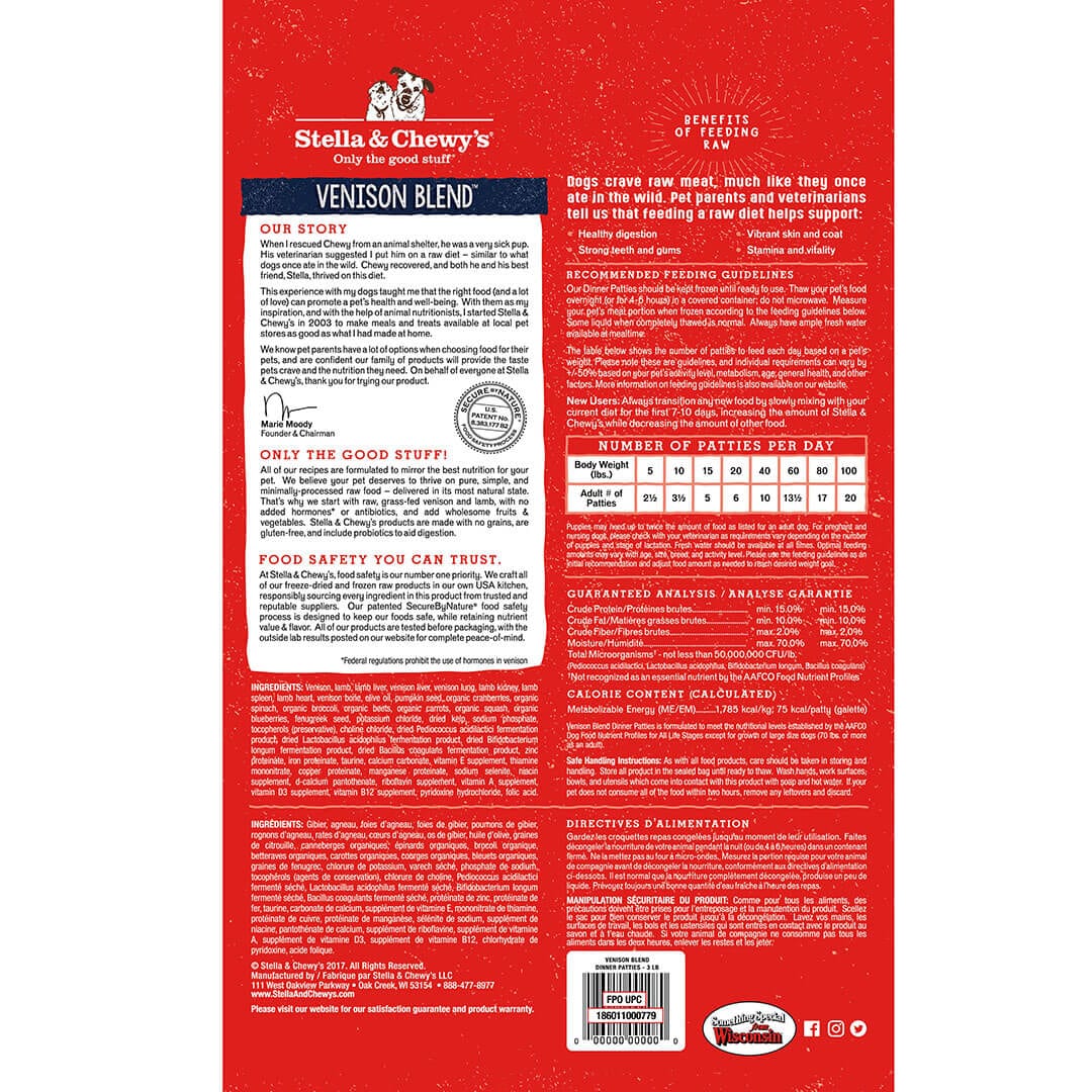 Venison Blend Frozen Raw Dinner Patties