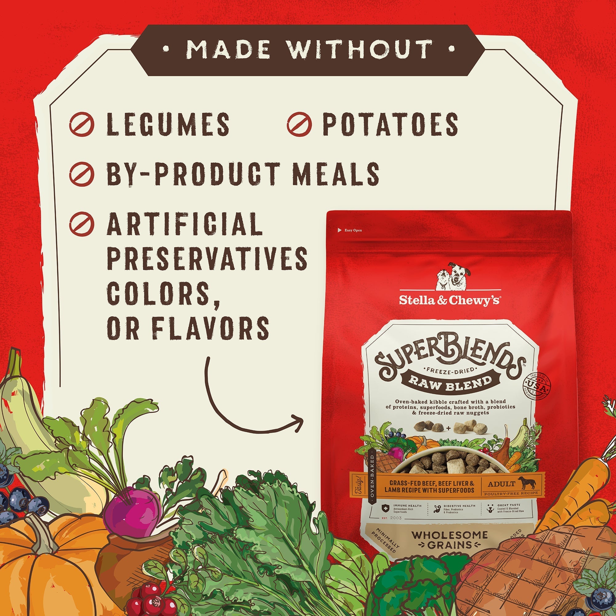 SuperBlends Raw Blend Beef, Beef Liver & Lamb Recipe + Superfoods