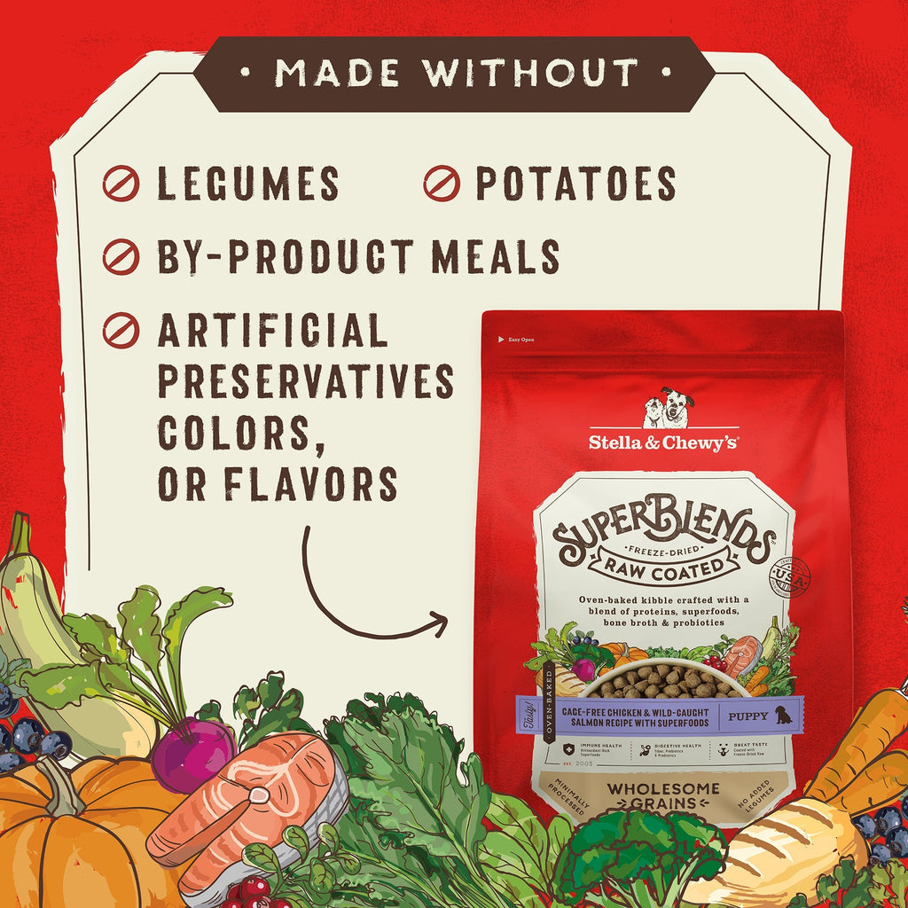 SuperBlends Raw Coated Puppy Kibble: Chicken, Salmon + Superfoods