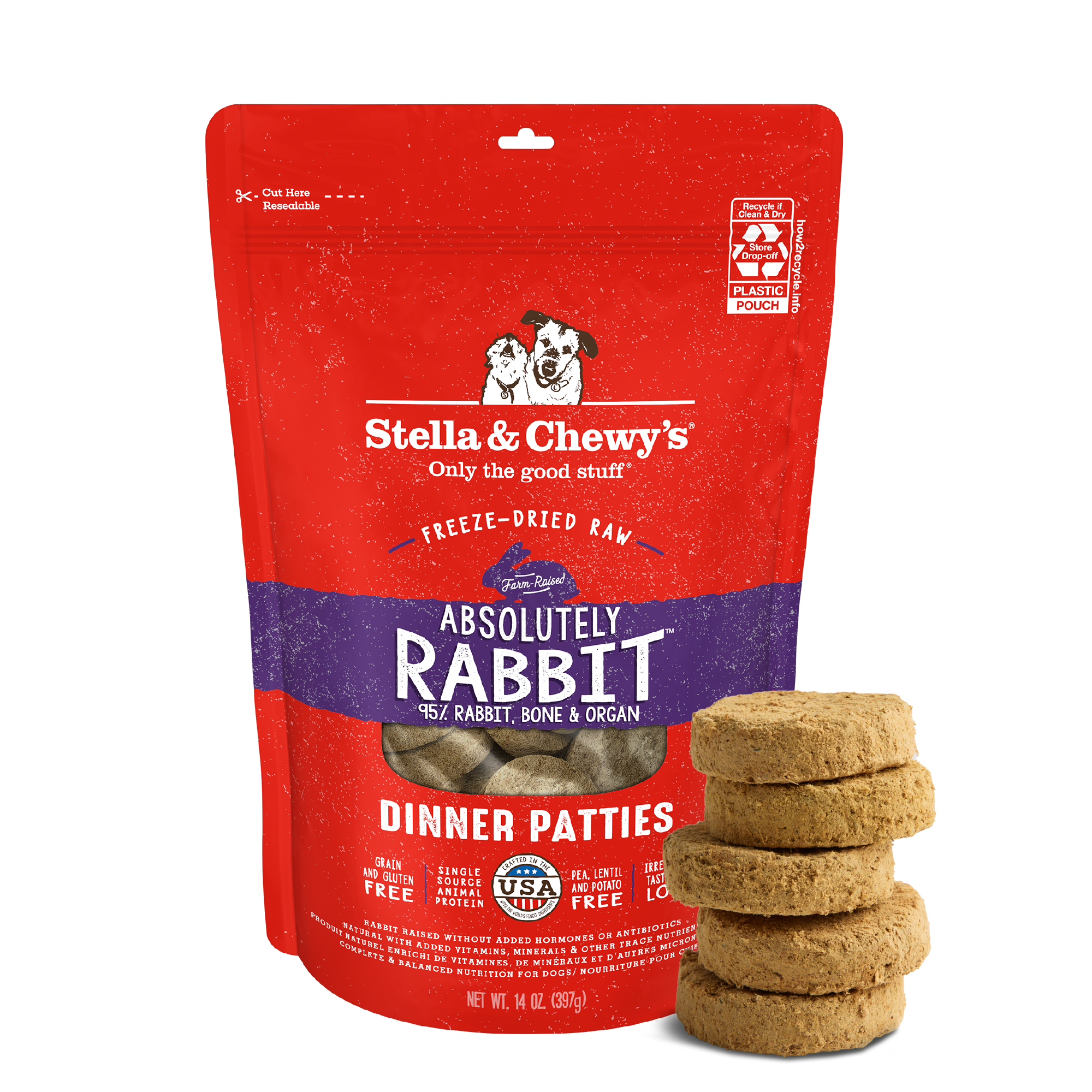Absolutely Rabbit Freeze-Dried Raw Dinner Patties