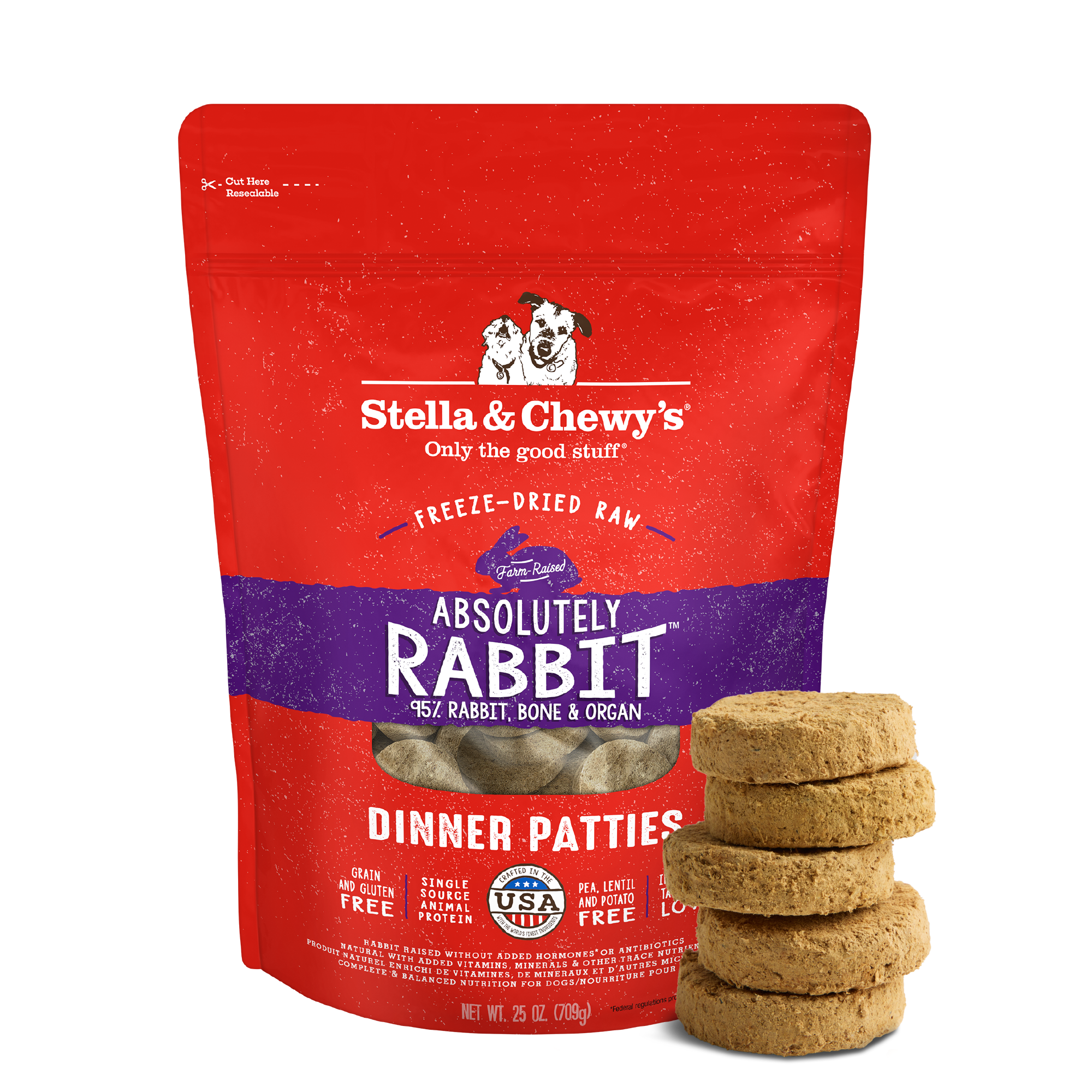 Absolutely Rabbit Freeze-Dried Raw Dinner Patties