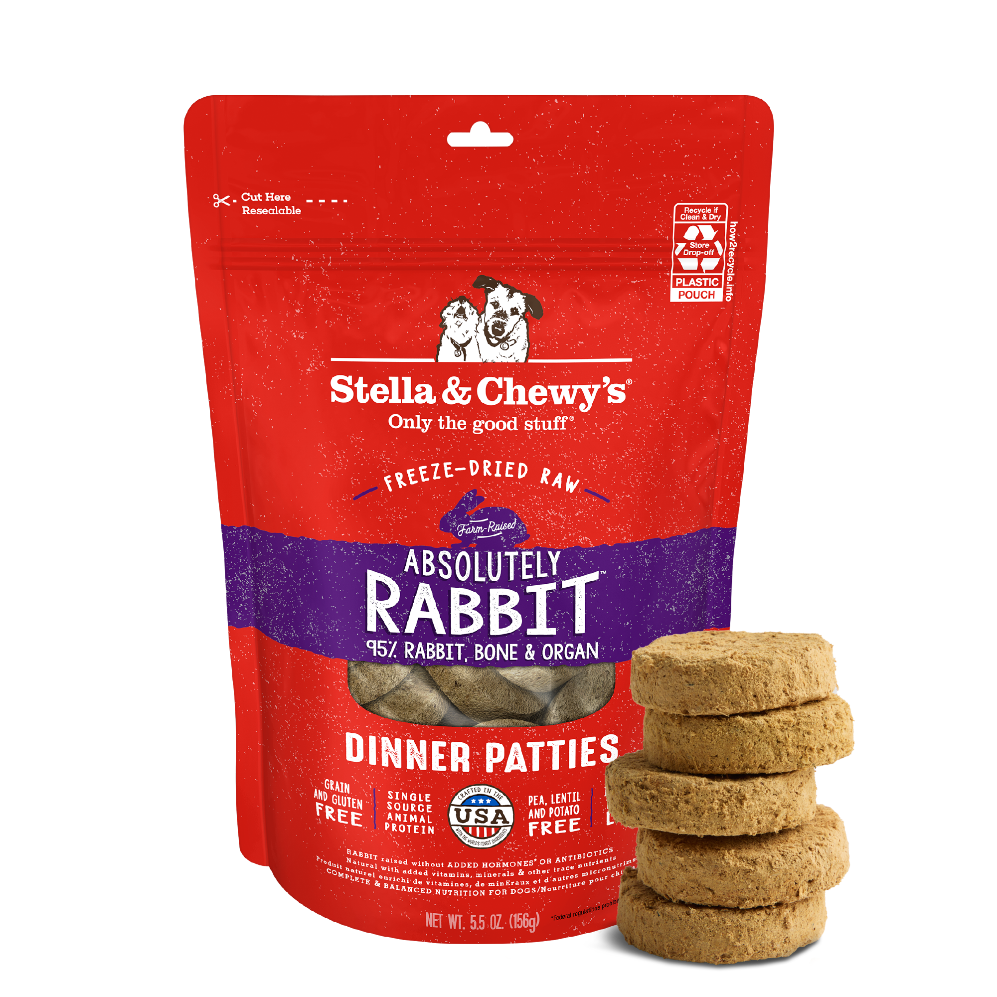 Absolutely Rabbit Freeze-Dried Raw Dinner Patties