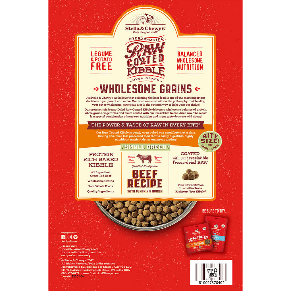 Small Breed Beef Recipe with Pumpkin & Quinoa Raw Coated Kibble Wholesome Grains